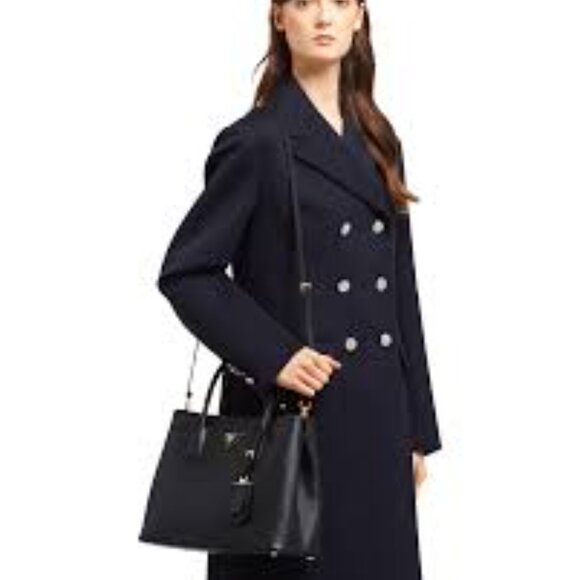 Prada Double Bag Medium in Saffiano Leather (Black/Fiery Red) - New (no box) - Picture 2 of 5